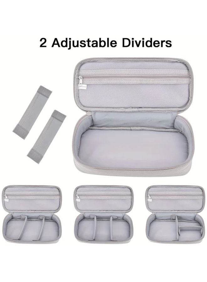 Large Gray Linen Travel Cable Organizer Bag For Chargers Power Banks External Devices - Image 5